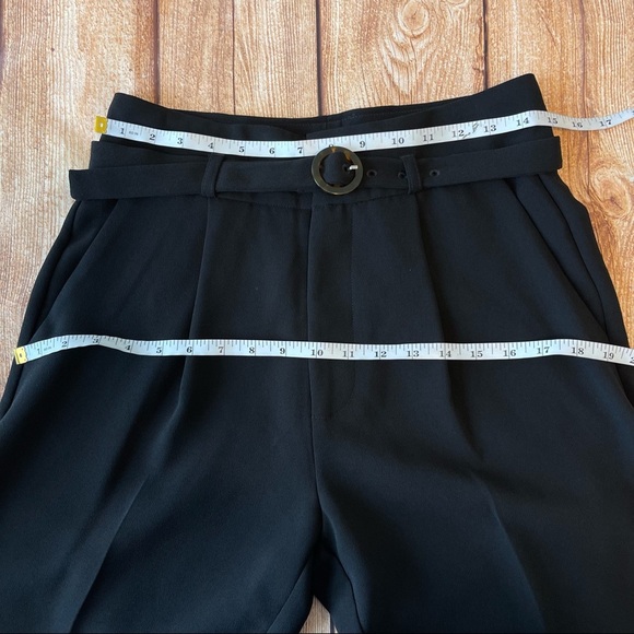 NWT Gibbon Latimer Black High Waist Self belted career pants Size 6 - Picture 10 of 13